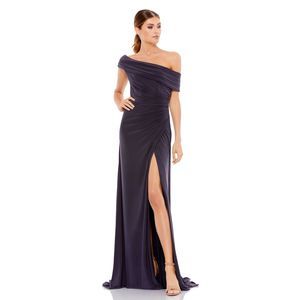 MAC DUGGAL FOLDOVER RUCHED JERSEY EVENING GOWN